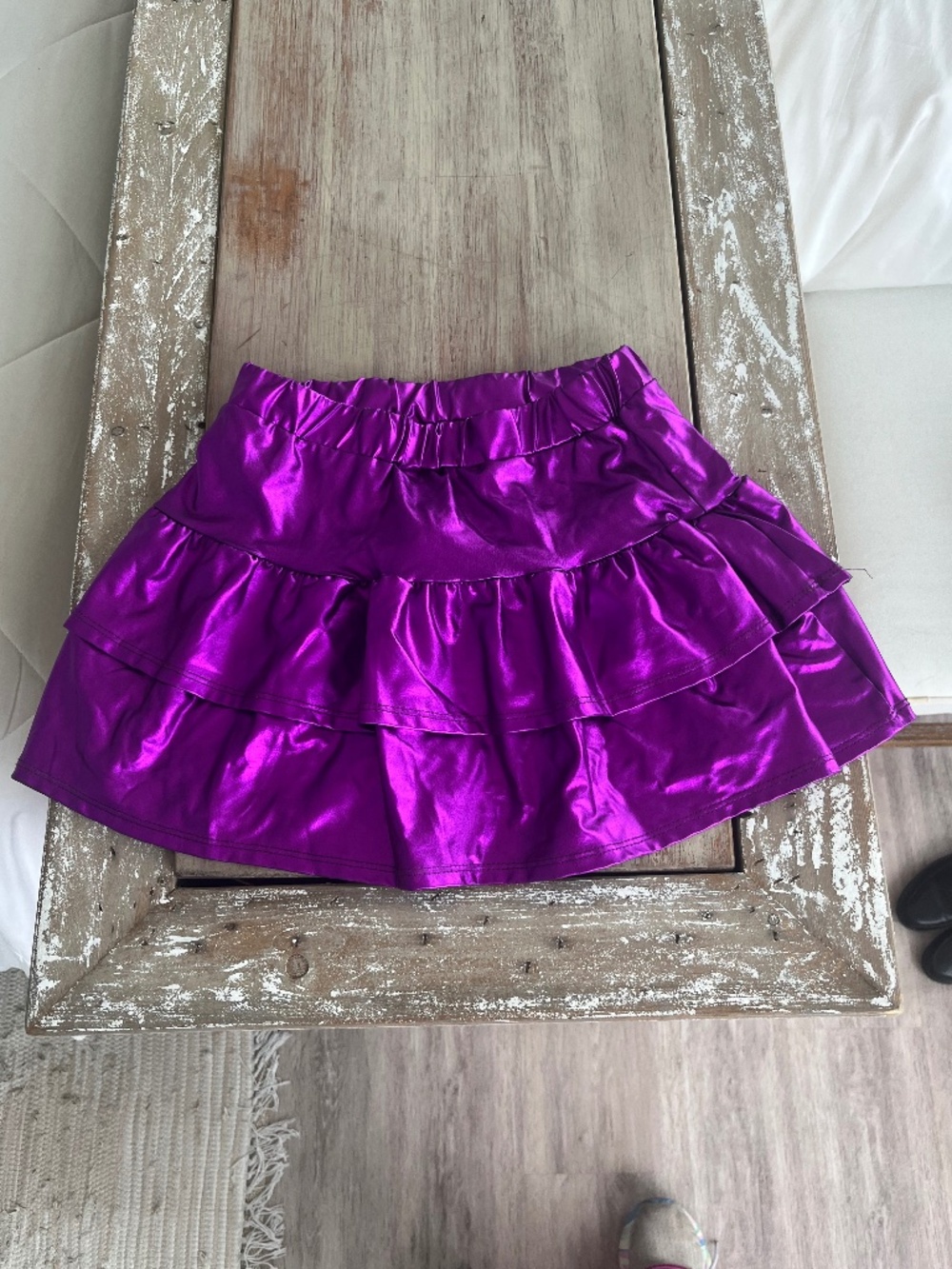 Tweenstyle by Stoopher Purple Metallic Ruffle Skirt Girls Size 12 Mardi Gras